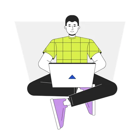 Computer specialist working on laptop  Illustration