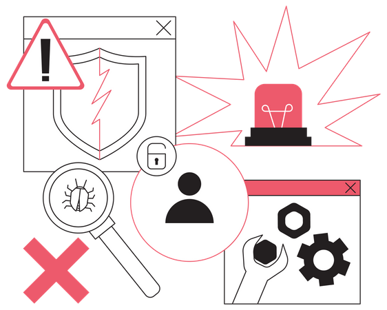 Computer system breakdown  Illustration