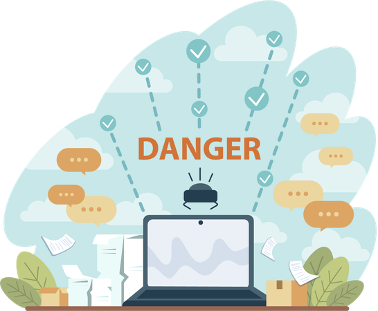 Computer system in danger  Illustration