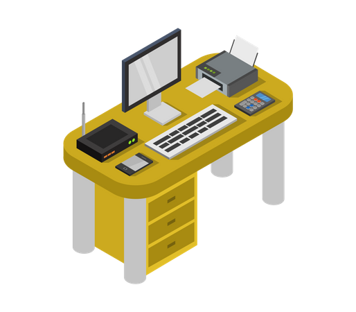 Computer table  Illustration