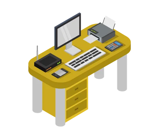 Computer table  Illustration