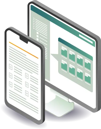 Computer technology data folder checklist management  Illustration