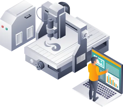 Computer Technology in CNC Laser Machine Operation  Illustration