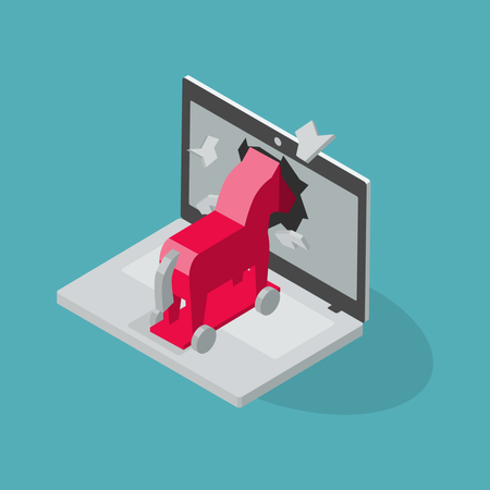 Computer trojan horse attack symbol  Illustration