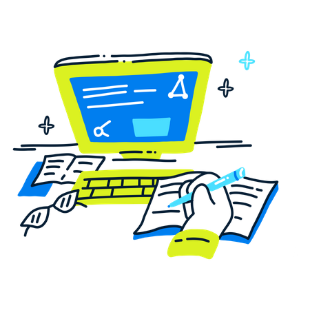 Computer work and study  Illustration