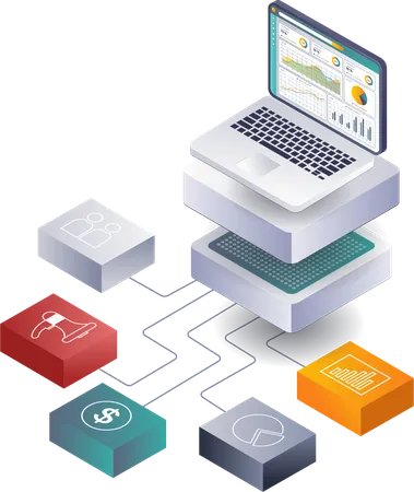 Computeranalyse im Business Development Networking  Illustration