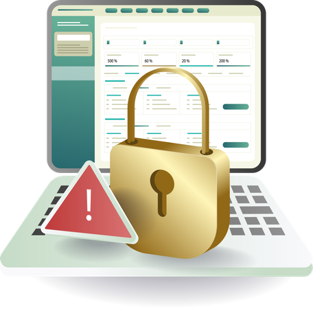 Dashboard zur Leistungsanalyse der Datensicherheit bei Computertechnologie  Illustration