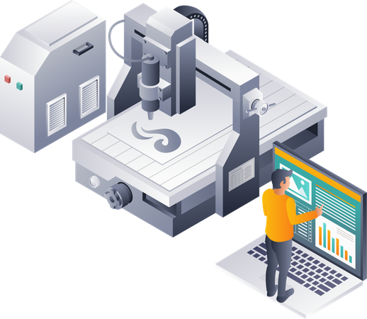 Computertechnologie im Betrieb von CNC-Lasermaschinen  Illustration