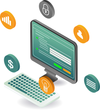 Sicherheit persönlicher Konten mit Computertechnologie  Illustration