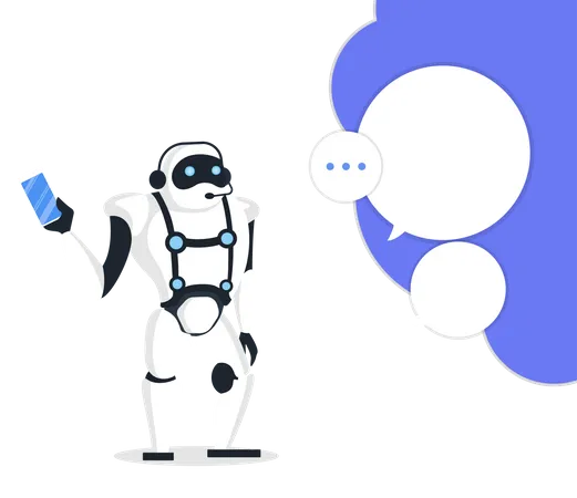 Comunicación con chatbot  Ilustración