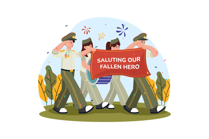 Comunidades realizam desfiles e eventos para lembrar e prestar homenagem aos soldados caídos  Ilustração