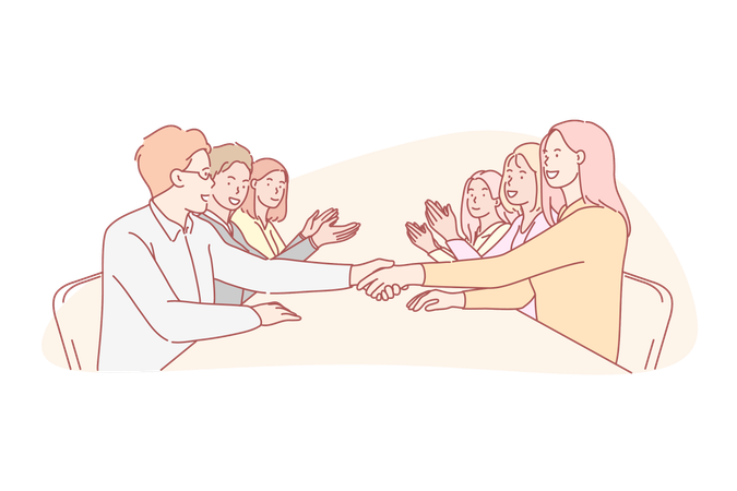 Negócios, colaboração, negociação, equipe, conceito de acordo  Ilustração