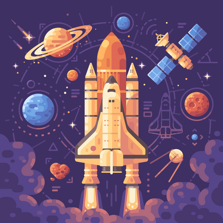 Conceito de exploração espacial  Ilustração