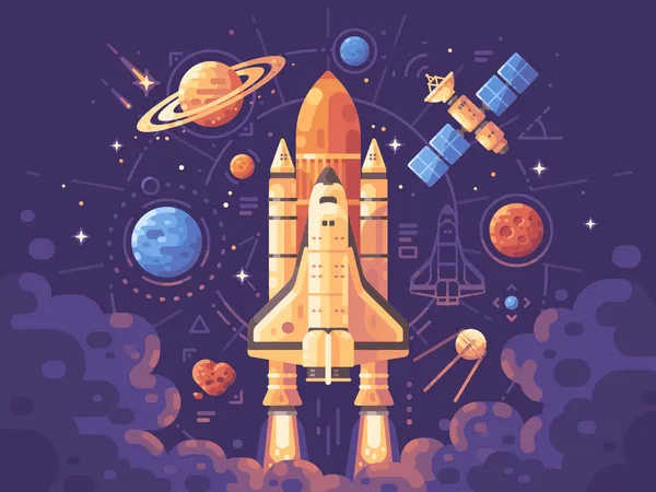 Conceito de exploração espacial  Ilustração