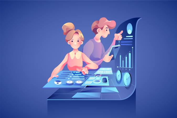 Conceito de gerenciamento de dados e painel  Illustration