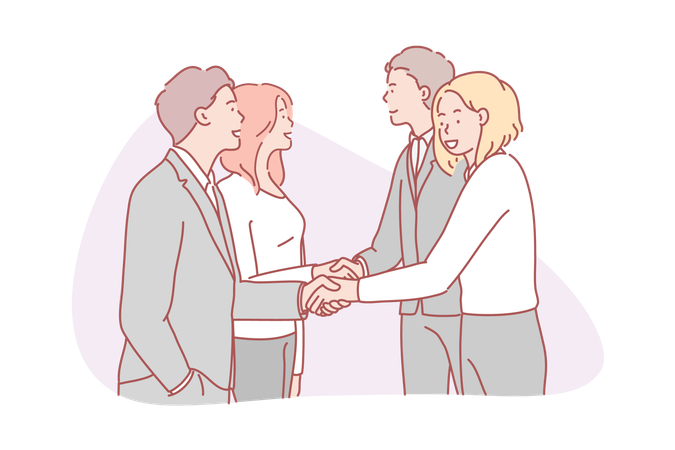Negócios, parceria, colaboração, equipe, conceito de acordo  Ilustração