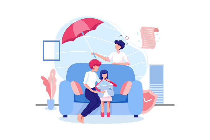 Conceito de seguro de vida familiar  Ilustração