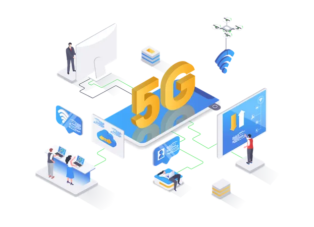 Conceito de tecnologia 5G  Ilustração