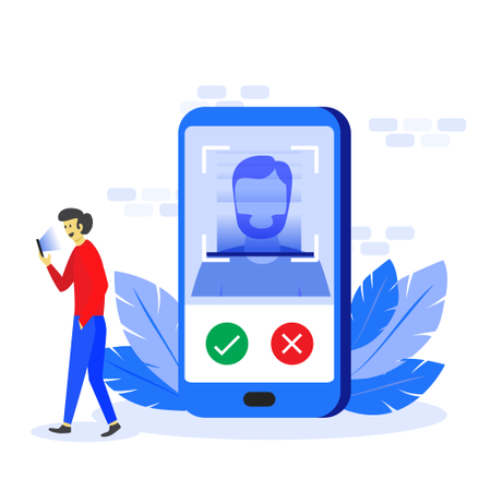 Conceito de tecnologia de reconhecimento facial  Ilustração