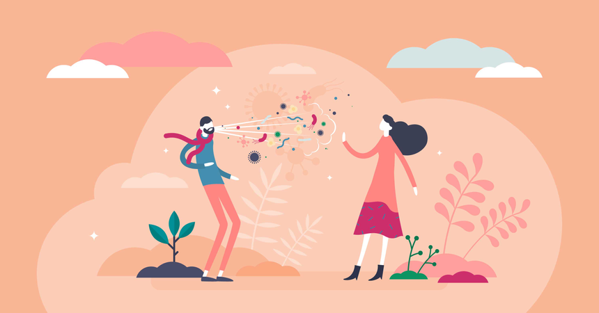 Conceito de tosse e espirro  Illustration
