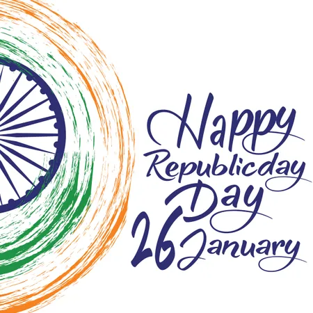 Conceito do Dia da República Indiana com texto 26 de janeiro  Ilustração