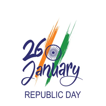 Conceito do Dia da República Indiana com texto 26 de janeiro  Ilustração