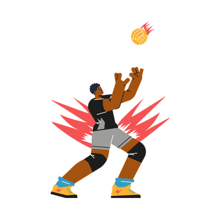 Concentrated volleyball player getting ready to hit ball  Illustration