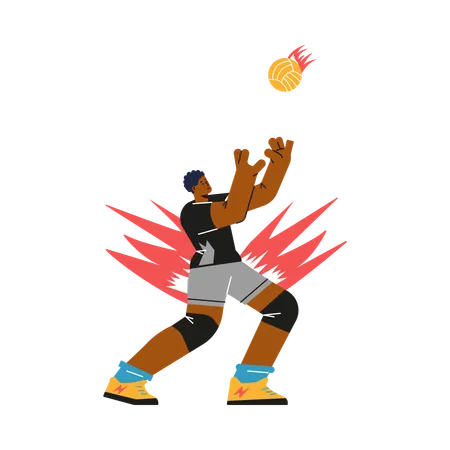 Concentrated volleyball player getting ready to hit ball  Illustration