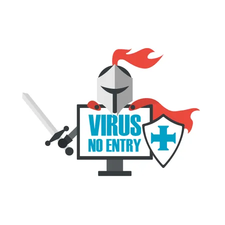 Knight Est Un Programme Antivirus Pour Proteger Vos Donnees Isole Sur Fond Blanc Illustration