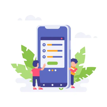 Concept-based illustration of landing page in mobile  Illustration