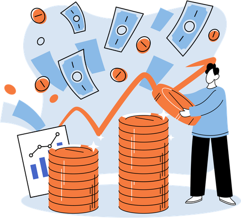 Concept d'investissement et de multiplication des revenus  Illustration