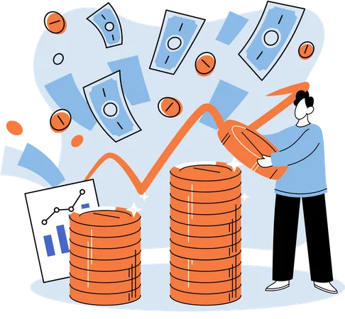 Concept d'investissement et de multiplication des revenus  Illustration