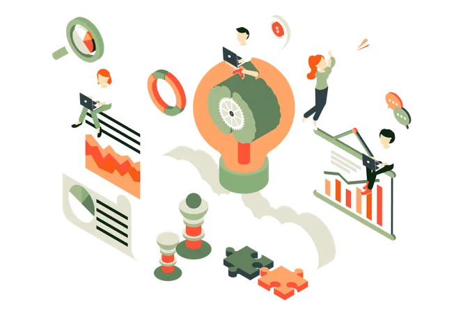 Concept d'analyse de données commerciales et de résolution de problèmes  Illustration