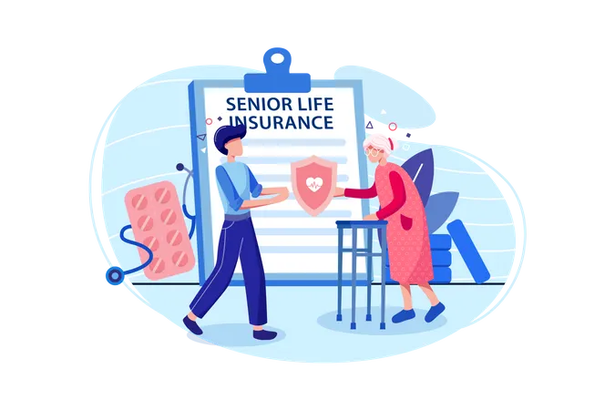 Concept d'assurance-vie senior  Illustration