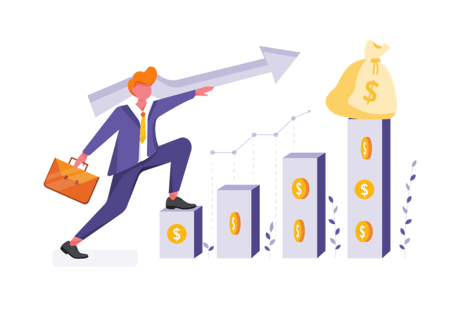 Concept de croissance des bénéfices des entreprises  Illustration