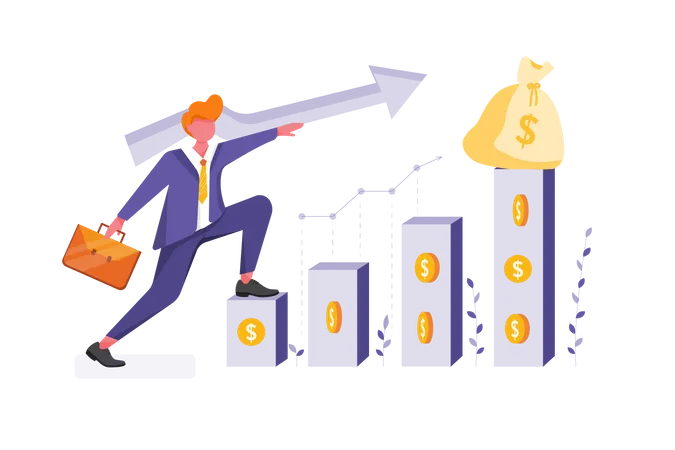 Concept de croissance des bénéfices des entreprises  Illustration