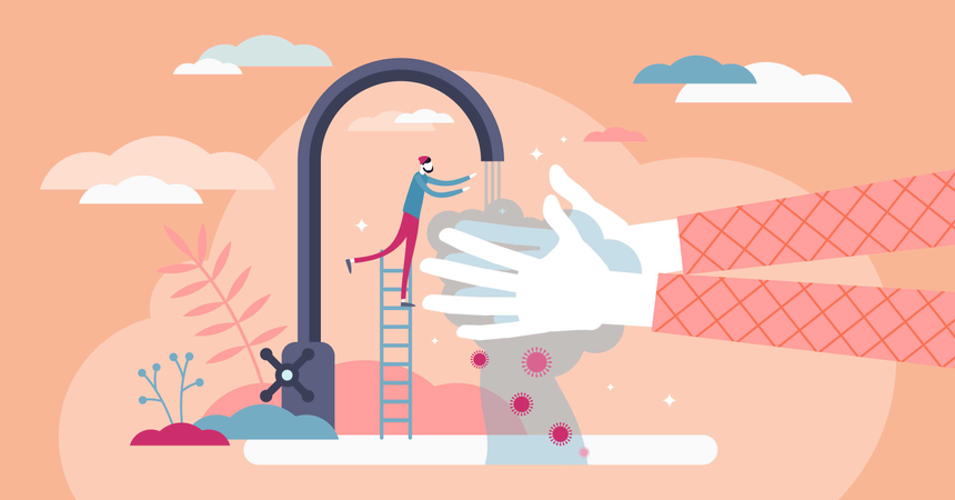 Concept de lavage des mains  Illustration