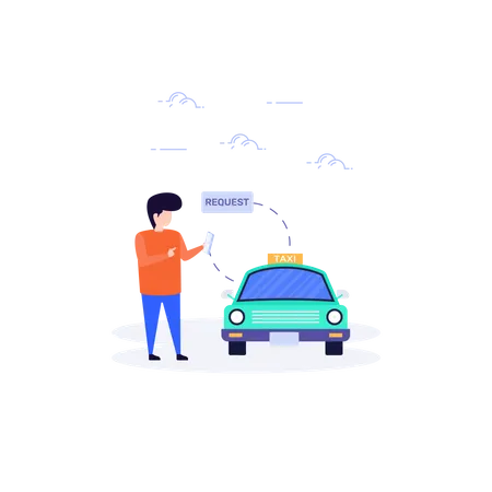 Concept de réservation de taxi en ligne  Illustration