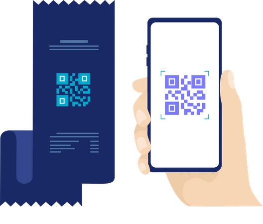 Concept de numérisation du code QR et paiement de la facture et de la facture via smartphone  Illustration