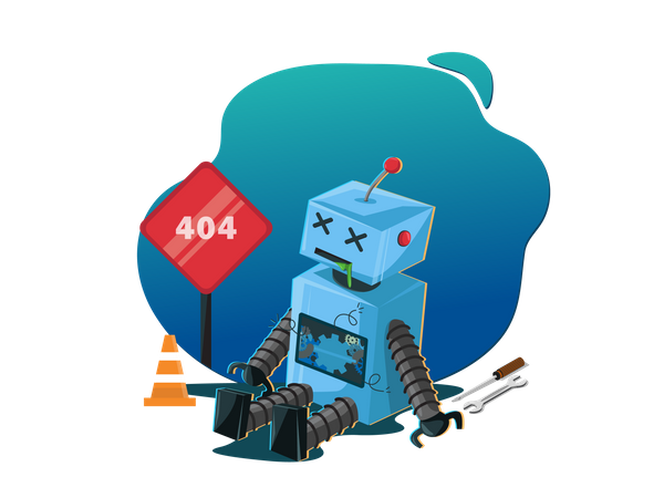 Concept d'erreur 404 et robot ne fonctionnant pas  Illustration