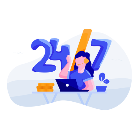 Concept of 24/7 customer support  Illustration