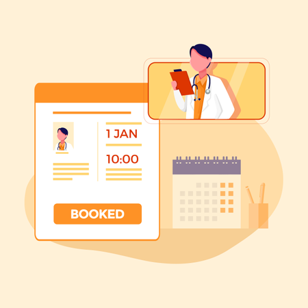 Concept of booked online medical appointment Illustration
