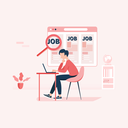 Concept of finding online jobs  Illustration