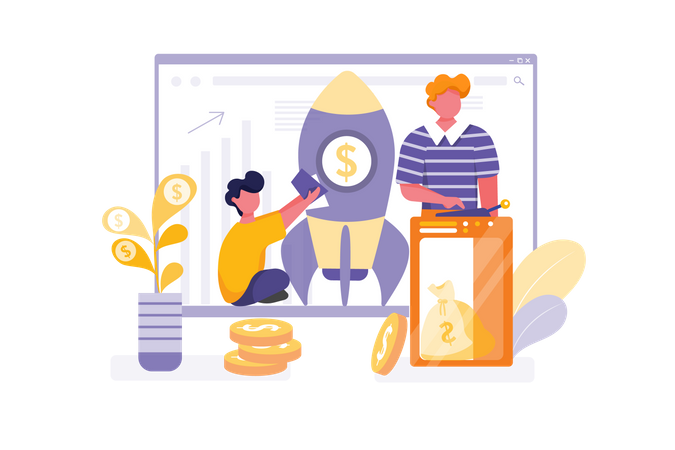 Concept of Funding require while startup business Illustration
