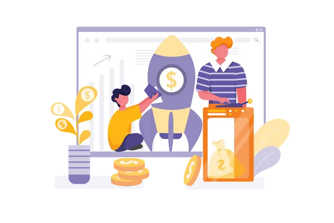 Concept of Funding require while startup business Illustration