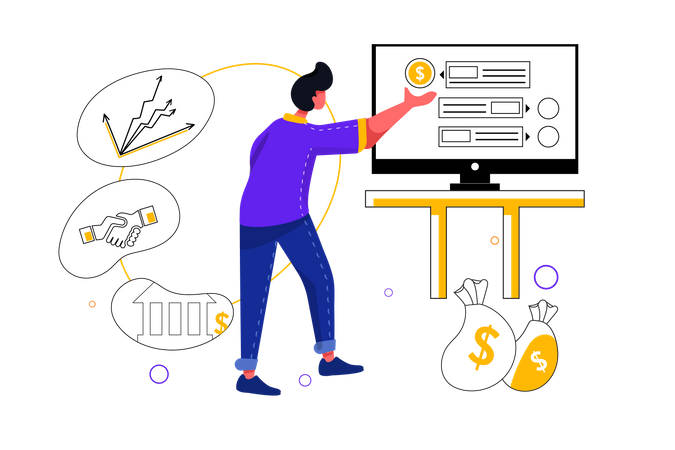 Concept of money gathering and allocating  Illustration