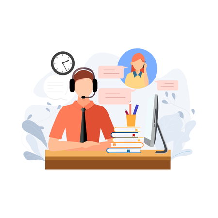 Concept of online and calling customer support  Illustration