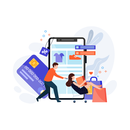 Concept of online shopping and bill payment  Illustration