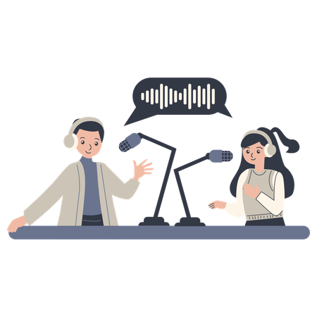 Concept of Recording a Podcast  Illustration