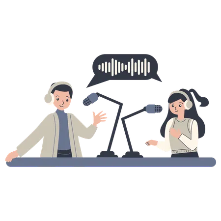 Concept of Recording a Podcast  Illustration